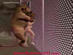 In his cage, a horny lion fucks a harlot.